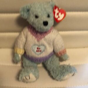 Vintage Ty Beanie Baby Blue Bear with Sweater